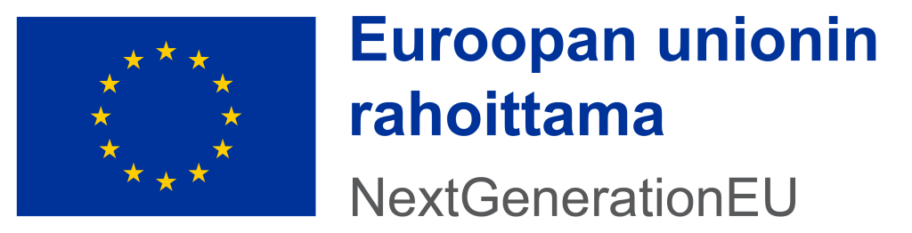 Euroopan unionin lippu ja teksti Euroopan unionin rahoittama – NextGenerationEU.